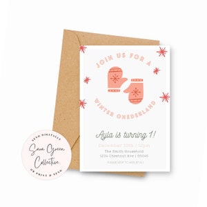 Modern Winter Onederland Birthday, Invitation, Winter Birthday Party, Instant Download,Canva Digital Download,Editable, Printable