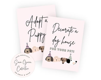 Puppy Pawty Birthday Signs: Editable Dog Party Decor (Digital Download)