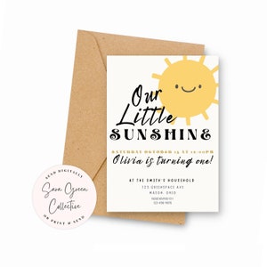 Our little Sunshine Birthday Invitation, Sunshine Birthday Invitation,Instant Download, Canva Digital Download,Editable with Canva,Printable