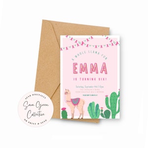 A Whole Llama Fun Birthday | Llama Invitation | Llama Fun Birthday | Instant Download | Canva Digital Download | Editable | Printable