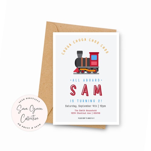 PRINTABLE Train Birthday Invitation Train Party Boys Party | Etsy