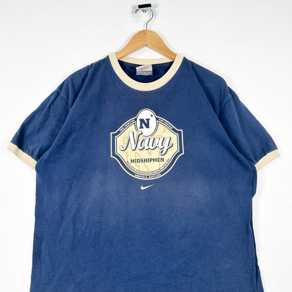 Vintage 00s Nike Team Navy Graphic Ringer T Shirt - image 2