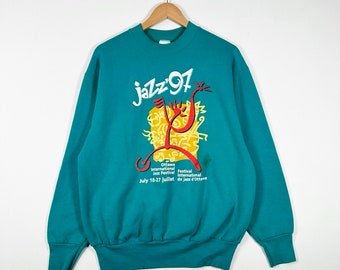 Vintage 90s Fruit of the Loom Jazz 97 Graphic Sweater