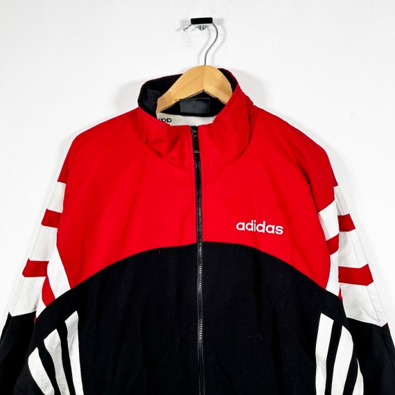 Vintage 90s Adidas Red Striped Lined Jacket - image 2
