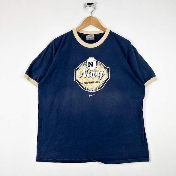 Vintage 00s Nike Team Navy Graphic Ringer T Shirt - image 1