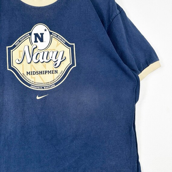 Vintage 00s Nike Team Navy Graphic Ringer T Shirt - image 3