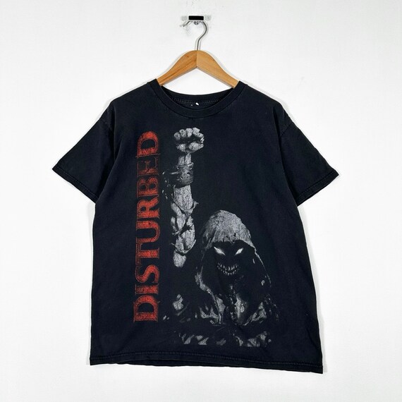 Vintage 00s Disturbed Big Print Graphic Band T Sh… - image 1