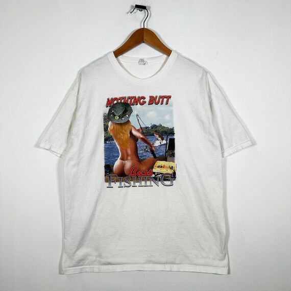 Vintage 00s Y2K Nothing Butt Bass Fishing Graphic… - image 1