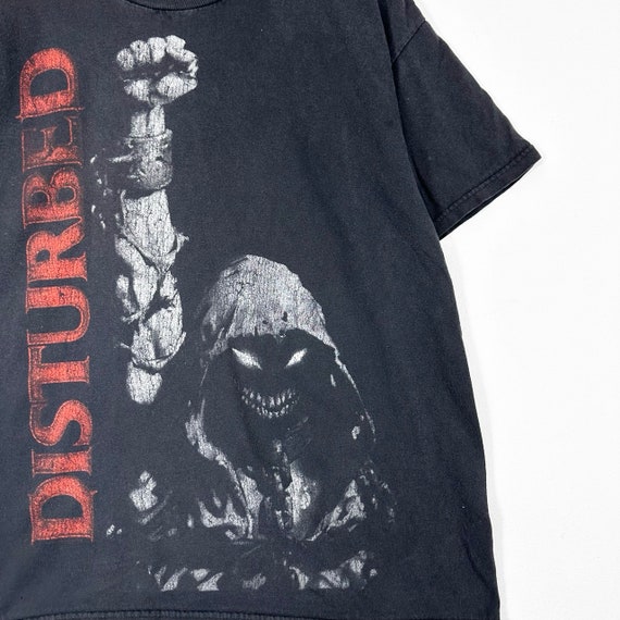 Vintage 00s Disturbed Big Print Graphic Band T Sh… - image 3