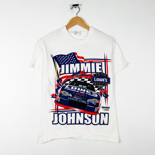 Vintage 00s NASCAR Lowes Jimmie Johnson Graphic Racing T Shirt