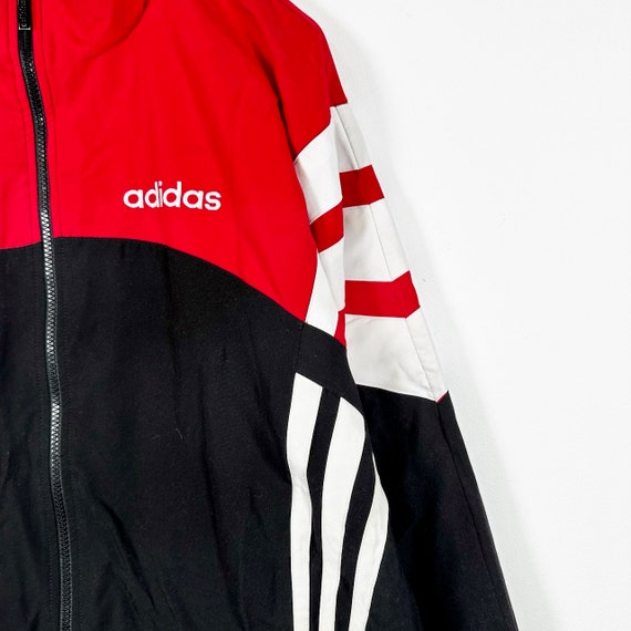 Vintage 90s Adidas Red Striped Lined Jacket - image 3