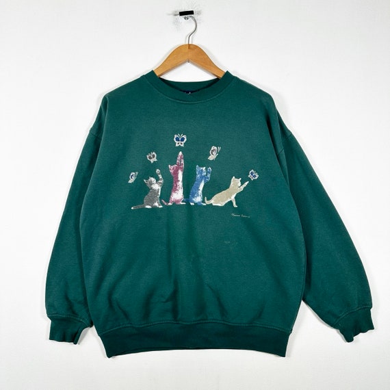 Vintage 90s Weekend Edition Cats Graphic Sweater