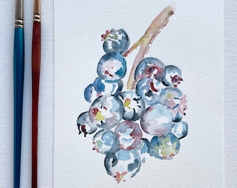 Original 5x7 Watercolor Blueberries