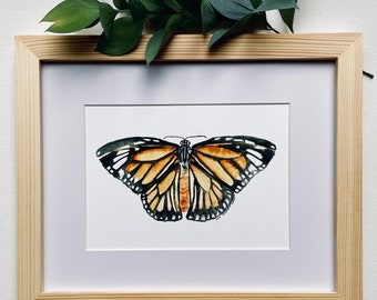 Watercolor Monarch Butterfly 5x7 Art Print, Original Hand Painted Design