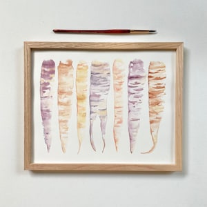 Framed Original 8 x10 Watercolor Carrots Painting