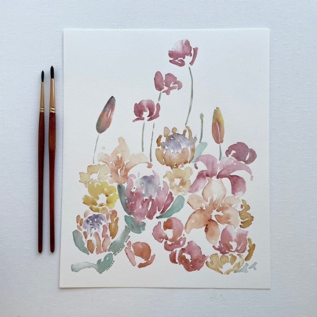 Original 8x10 Watercolor Floral Painting - Etsy