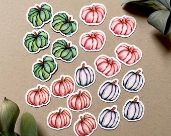 20 Vinyl Pumpkin Stickers, Original Hand Painted Designs