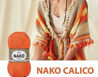 Nako Calico Cotton Blend Yarn | Soft Lightweight Knitting Crochet (100g)