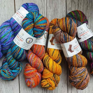 Gradient Merino Wool Sock Yarn: Gazzal Happy Feet, Hand-Painted