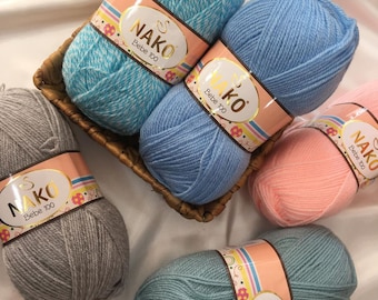 Nako Bebe 100 Yarn | Soft Baby Acrylic Knitting Crochet Yarn (100g 360m)