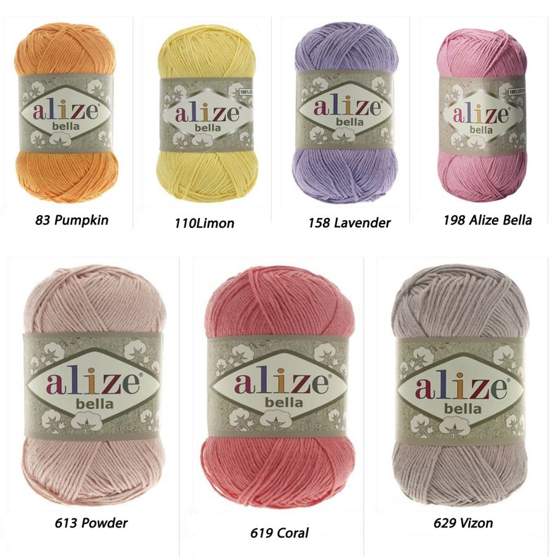 Alize Bella Cotton Yarn: Spring Summer Knitting Crochet - Etsy