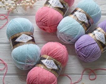 Alize Lanagold Wool Blend Yarn, Knitting Crochet, 100+ Colors