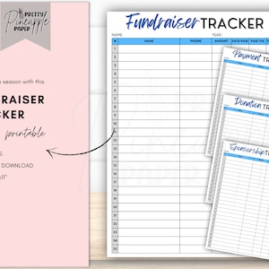 Printable Fundraiser Tracker, Sponsorship Tracking, Donation Tracker, Payment Tracking, Fundraising, Support, Instant Download, Sports