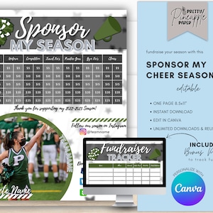 Editable Cheerleader Sponsor My Season Fundraiser Template, Instant Download to Fundraise for Cheer Season, Fillable and Printable