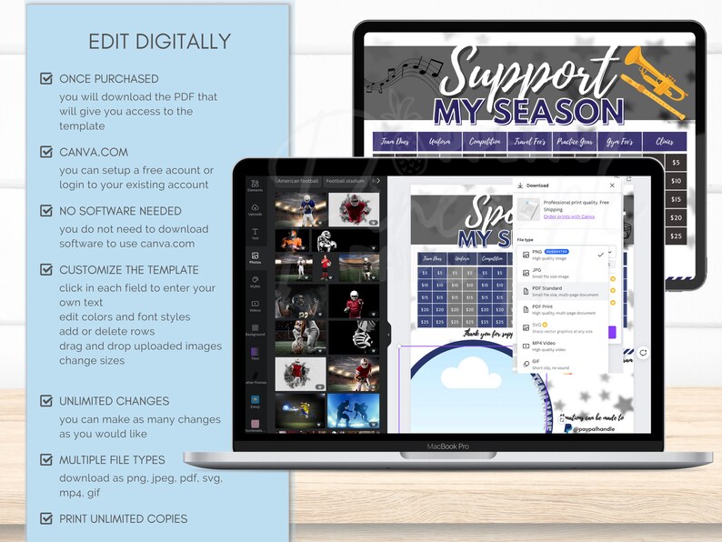 Editable Marching Band Sponsor My Season Fundraiser Template, Instant