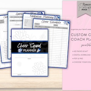 Printable Cheer Coach Planner, Cheerleading Squad, Coordinator, Game Day Sport Schedule, Snack, Fundraiser, Team Practices, NOT EDITABLE