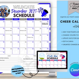 Editable Cheer Calendar Template, Instant Download Practice Game Schedule Season, Fillable Printable, Team Mom, Coach Planner, Chearleader