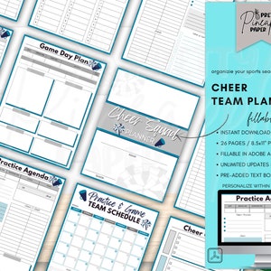 Ausfüllbarer Cheer Planner für Trainer, Kapitän, Team, Spiel Sportplan, Snack, Fundraiser, Praktiken, Infomappe, KEINE EDITS, KEINE Farbänderung