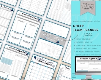 Fillable Cheer Planner for Coach, Captain, Team, Game Sport Schedule, Snack, Fundraiser, Practices, Info Binder, NO EDITS, NO Color Change