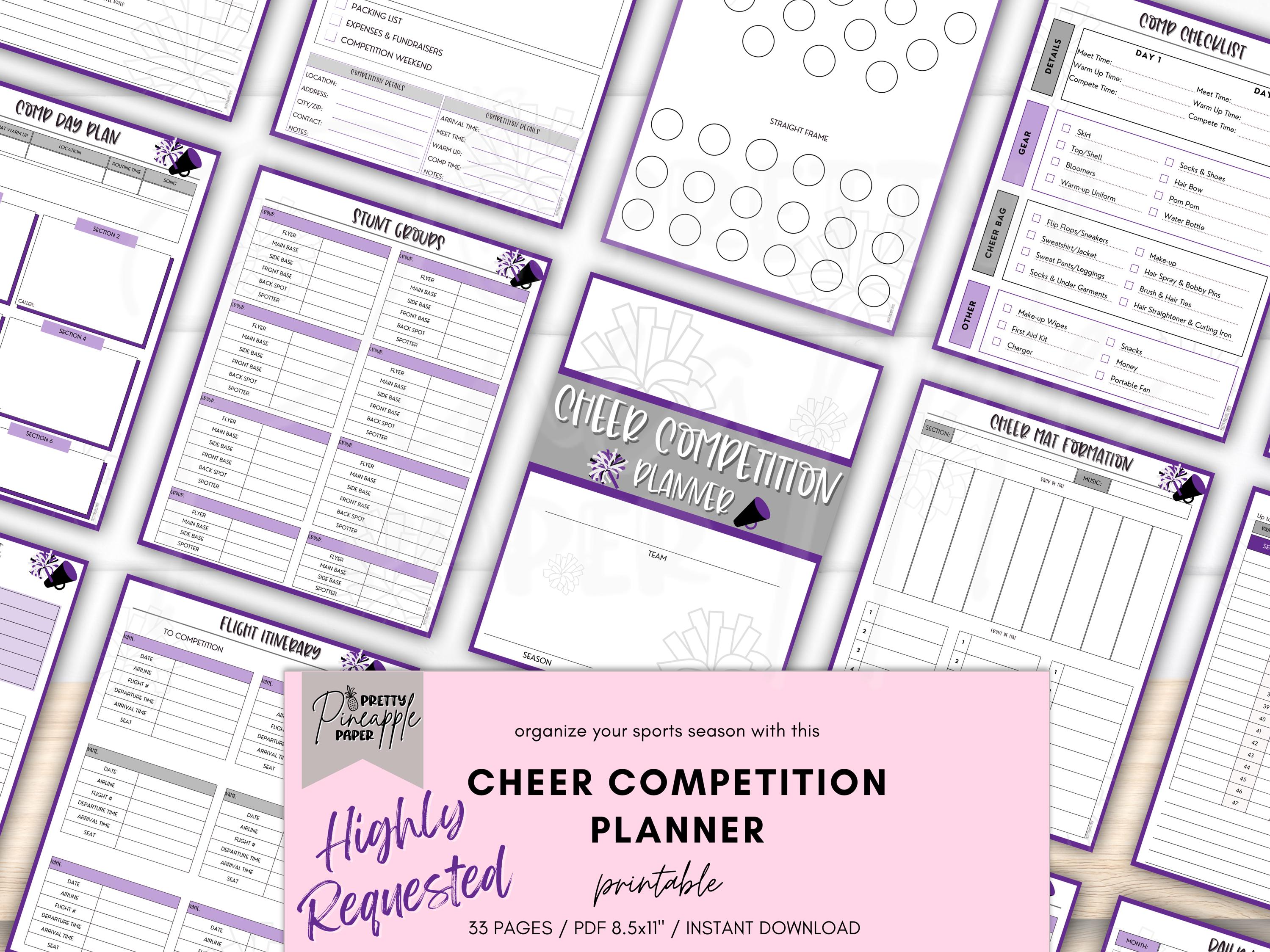 Printable Cheer Competition Planner for Coach, Captain, Cheer Squad ...