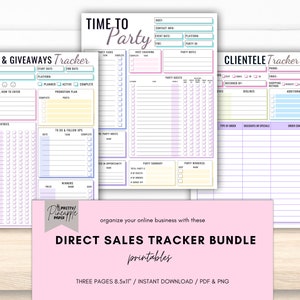 Social Party Business Bundle Téléchargement instantané et imprimable pour planificateur | Party Tracker, Clientelle Tracker, Concours et Cadeaux