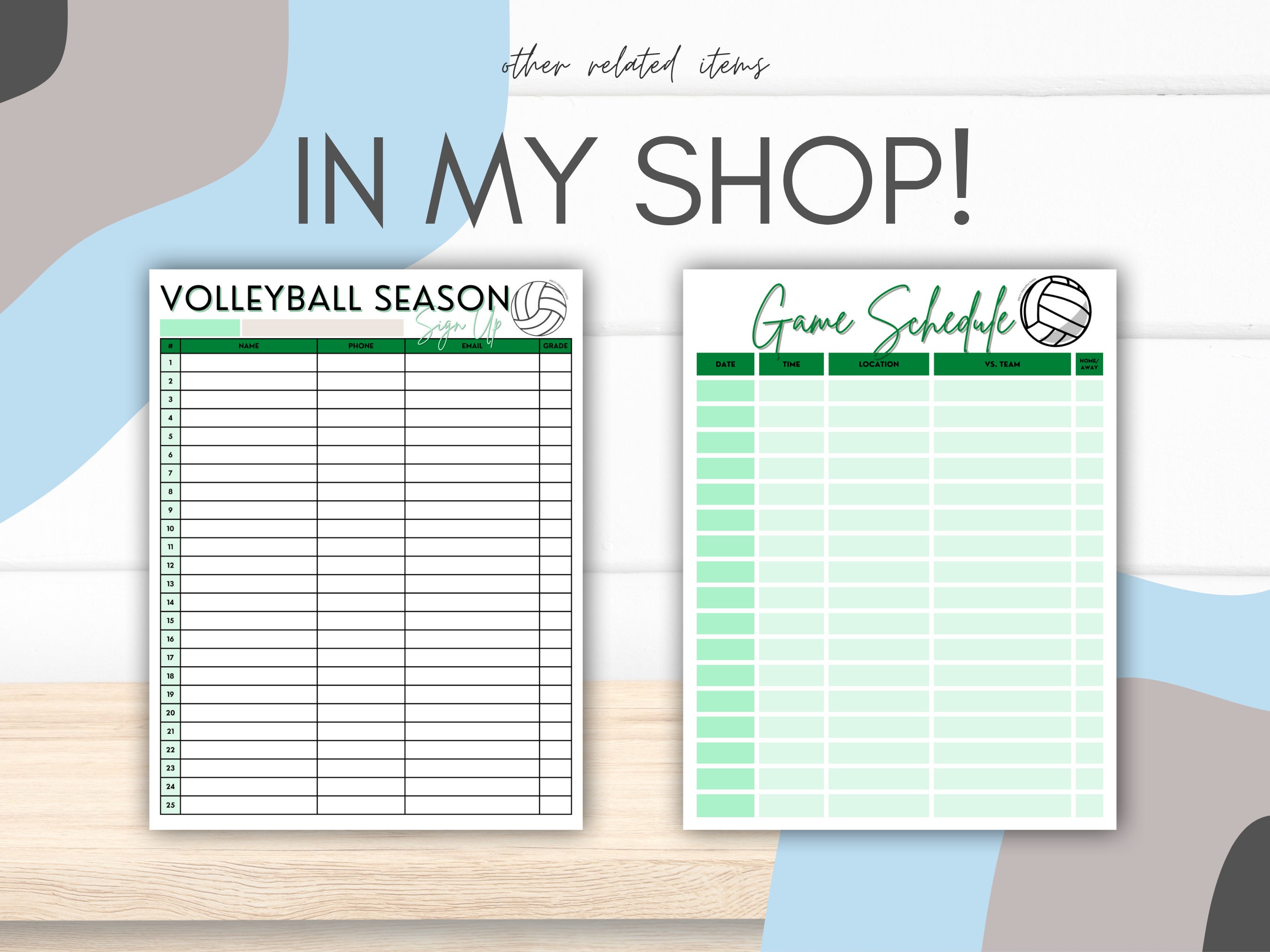 Editable Volleyball Roster Template, Game Day Team Info, Coach Planner ...