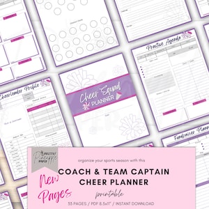 Druckbarer Cheer Planner für Trainer, Kapitän und Team Mom, Cheer Squad, Spieltag Sportplan, Snack, Fundraiser, Praktiken, nicht bearbeitbar