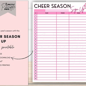 Printable Cheer Season Sign Up Sheet Instant Download Template, Cheerleader Try Out, Registration, Sports, School, Cheer Squad
