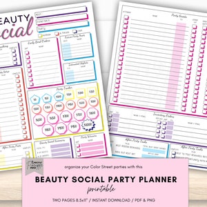 Afdrukbare Color Street Beauty Social Party Planner, Instant Digital Download Nail Bar Tracker, organisatie voor directe verkoopactiviteiten