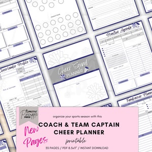 Printable Cheer Planner for Coach, Captain and Team Mom, Cheer Squad, Game Day Sport Schedule, Snack, Fundraiser, Practices, NON-EDITABLE