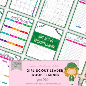 Printable Girl Scout Troop Leader Planner, Meeting Notes, Instant Digital Download, Binder, Daisy, Brownie, Cookie Booth, Calendar, GS Law