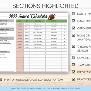 Editable Football Game Schedule Template Instant Download to Organize Editable Football Game Schedule Template Instant Download to Organize