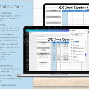 Editable Soccer Game Schedule Template, Instant Digital Download to ...