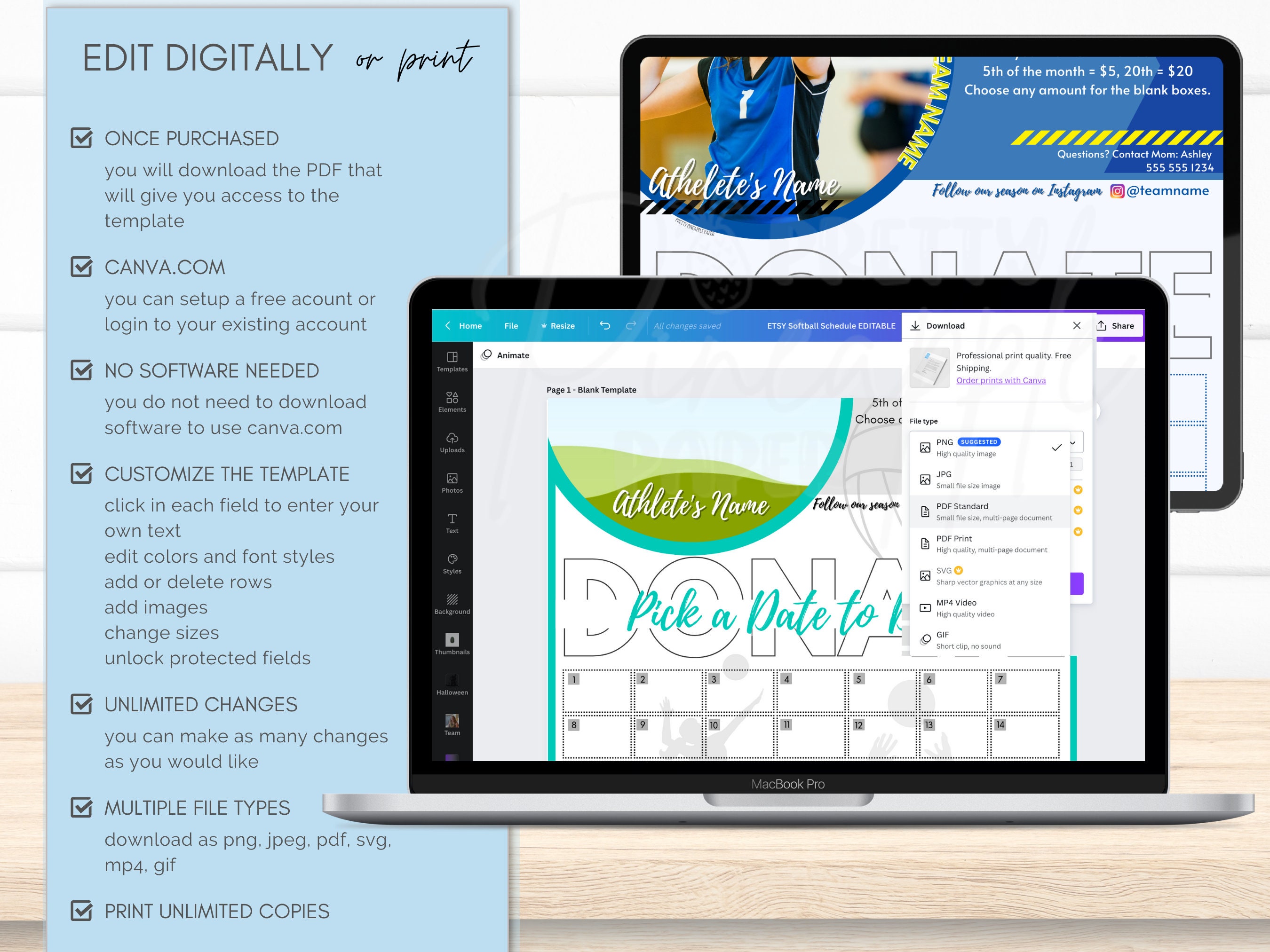 Editable Volleyball Organizer Planner Bundle Pages, Coach, Team Mom