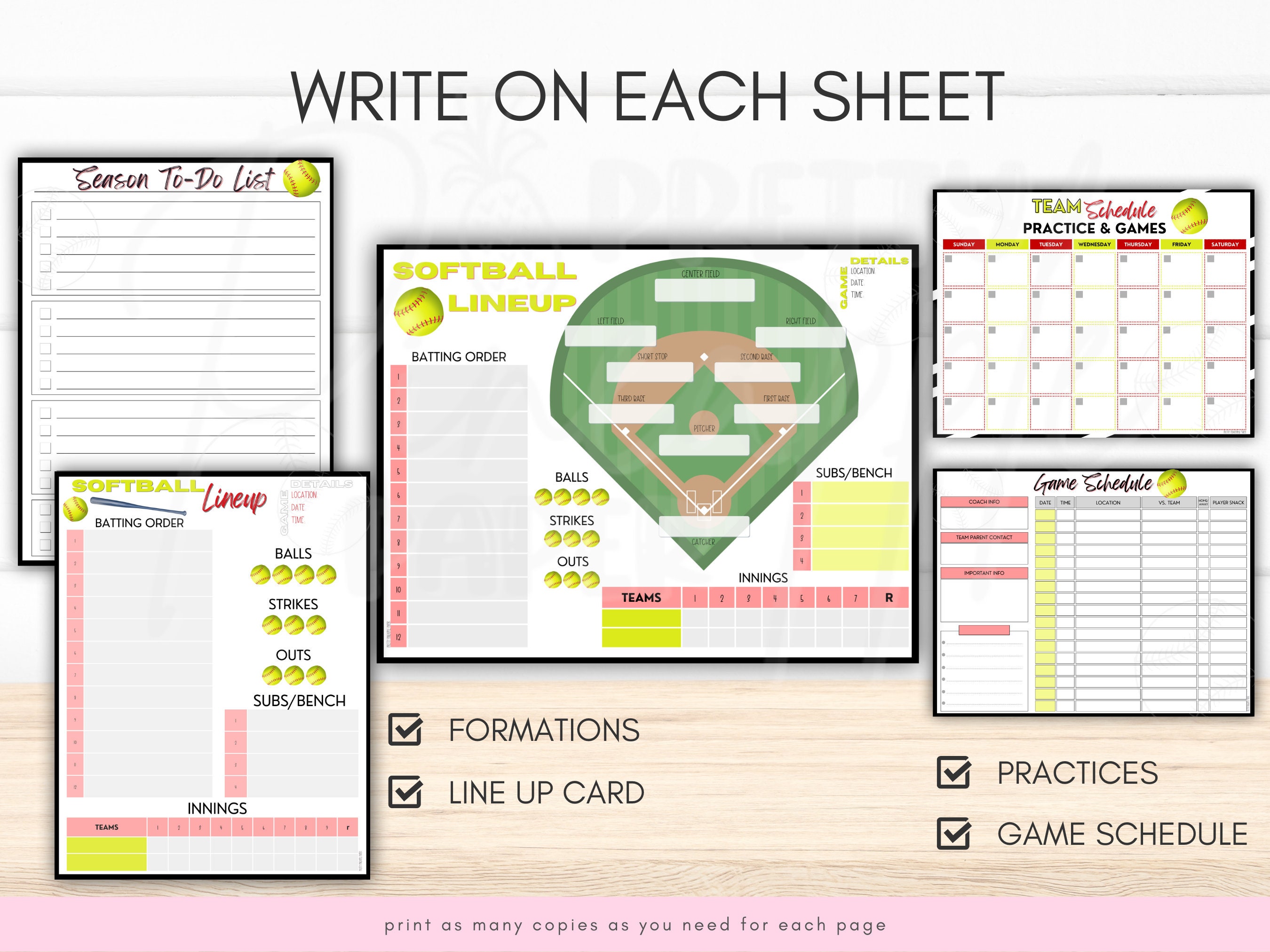 Printable Softball Team Management Planner for Coach and Team Etsy