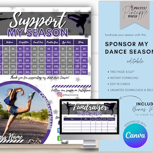 Editable Dancer - Sponsor My Season Fundraiser Template, Instant Download to Fundraise for Dance Season, Fillable and Printable