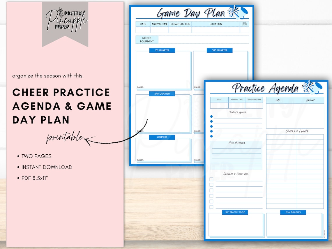 Printable Cheer Mat Routine Printable Cheer Game Day Plan and Practice Agenda, Instant Download ...