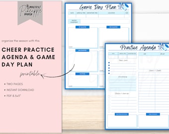 Printable Cheer Game Day Plan and Practice Agenda, Instant Download Template, Cheerleader, Sports, School, Cheer Squad, Team Captain, Coach