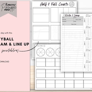 Printable Volleyball Diagrams, Server Rotation, Roster and Lineup Sheets, Player Positions for Game Day, Half and Full Court Formation