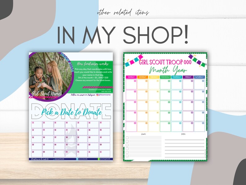 Editable Cub or Boy Scouts Calendar Fundraiser Template, Pick a Date to